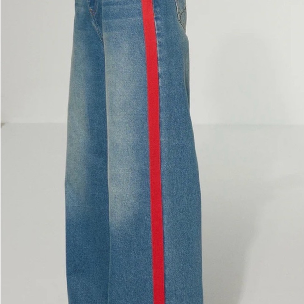 Commense Blue Flare Jeans with Red Stripe